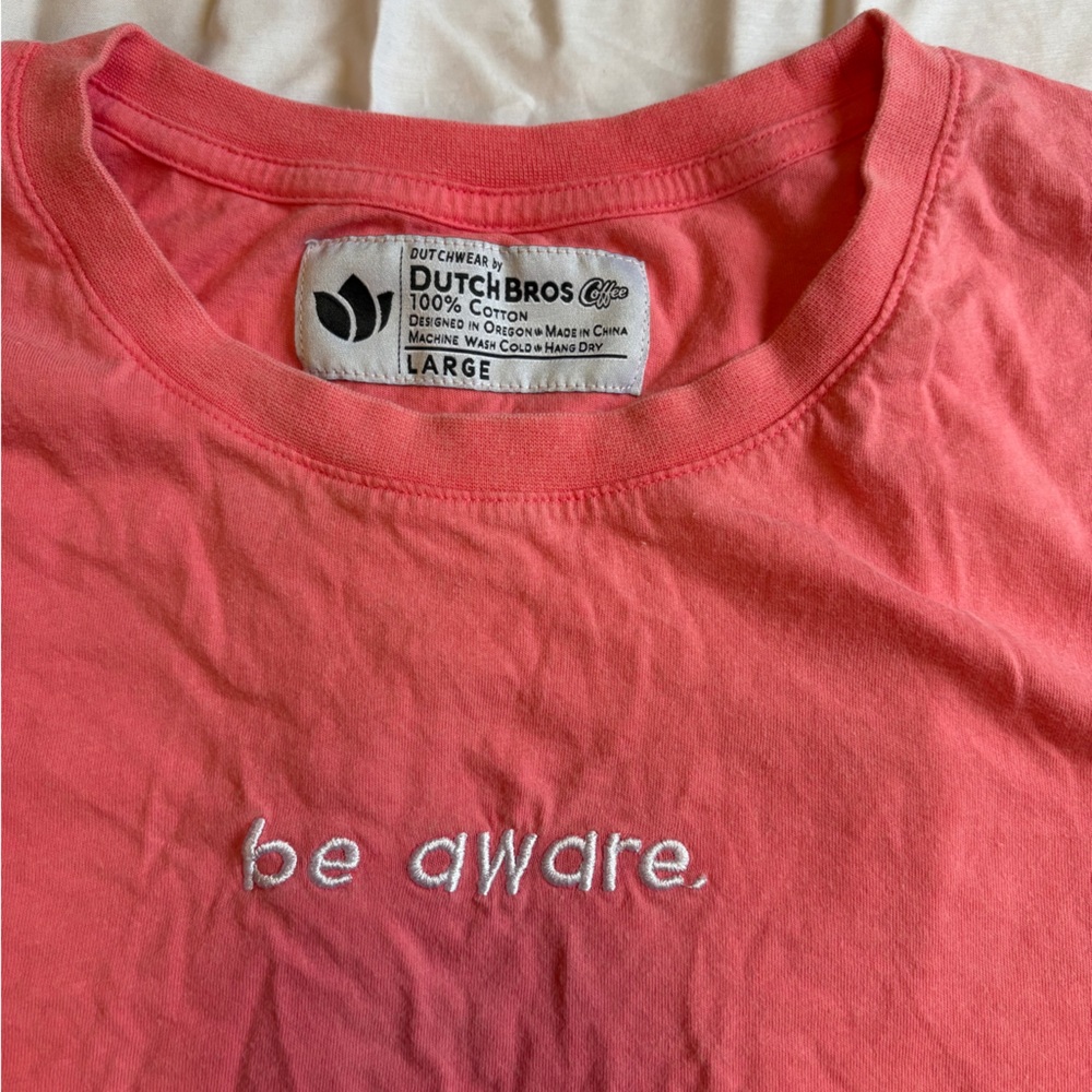Dutch Bros “Be Aware" Salmon large Color NWT DB 1992
